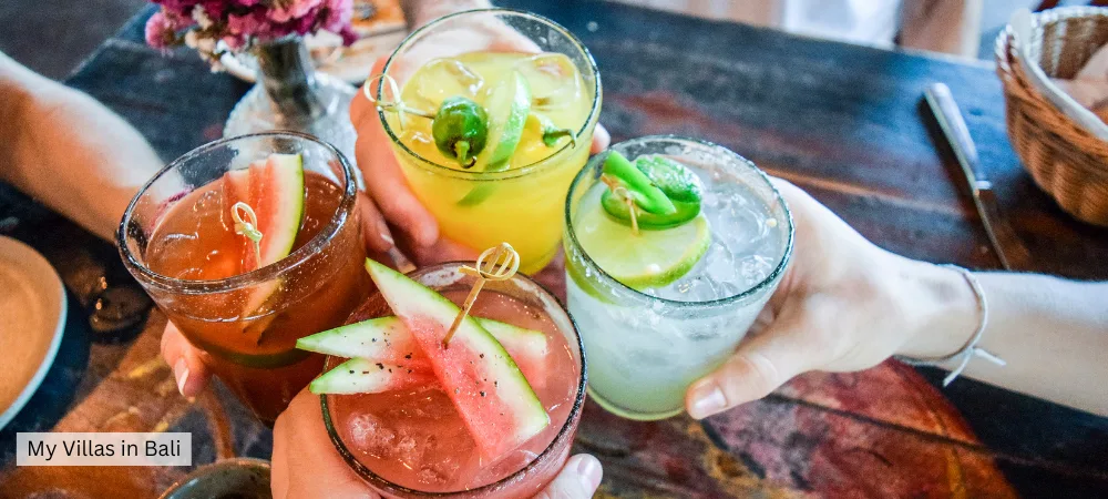 cocktails at a Bali beach club