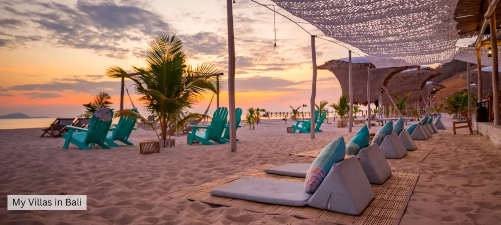 sunset at a Bali beach club