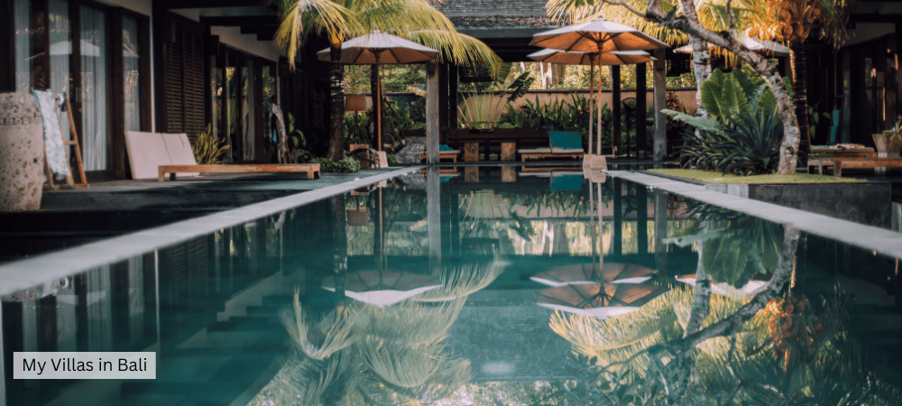 bali villa with a pool