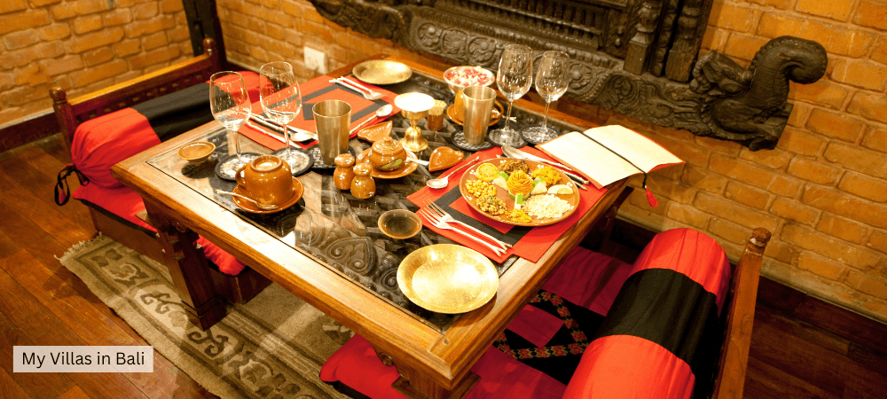 table in a Bali restaurant